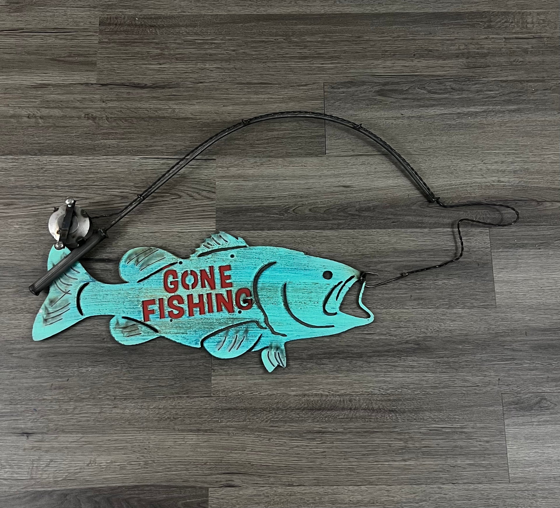 Gone Fishing, Man Cave Sign, Fisher Sign, Wall Art, Fishing Decor, Fish,  S1125
